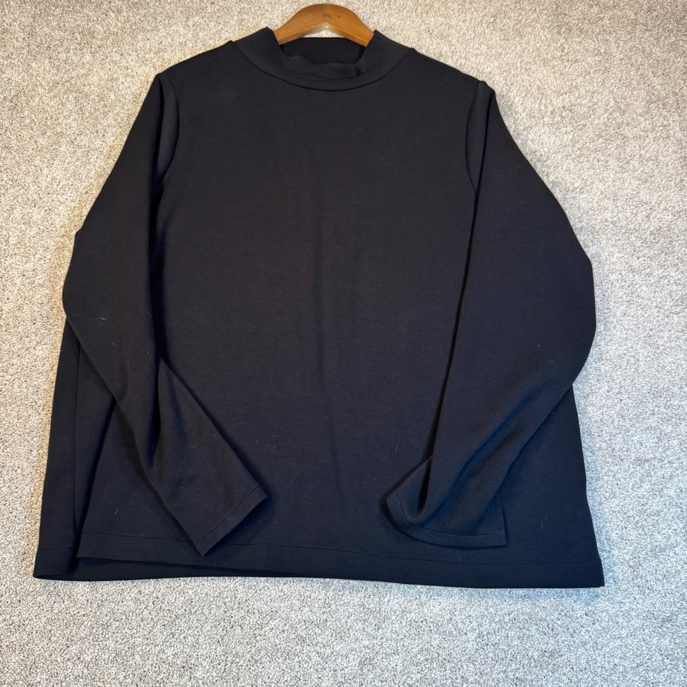 Spanx AirEssentials Mock Neck Top Black Long Sleeve Sweatshirt 1X